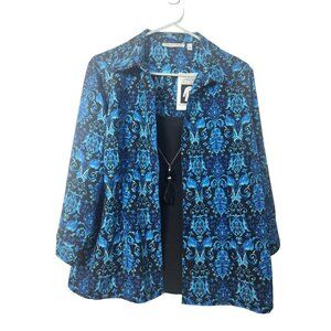 NWT!! Notations 2-Fer Twinset Blouse Sz L